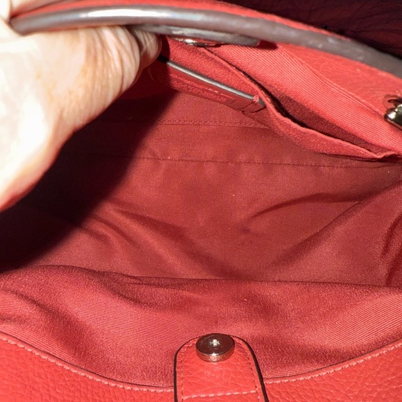 Coach Coral Leather Shoulder Bag with Chain Straps - Picture 6 of 13